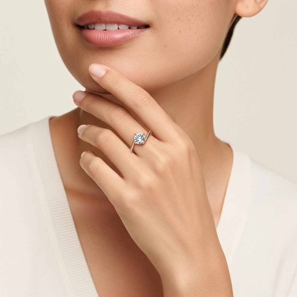 Solitaire East West Engagement Ring 1.00ct Moissanite