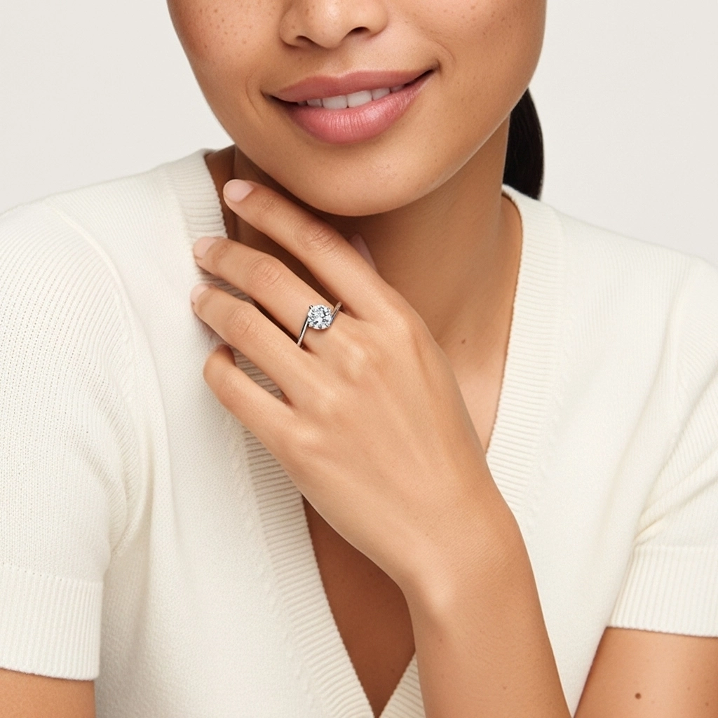 Solitaire East West Engagement Ring 1.00ct Moissanite