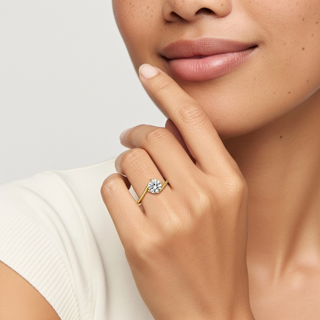 Solitaire Est Ouest Bague de fiançailles 1.00ct Moissanite