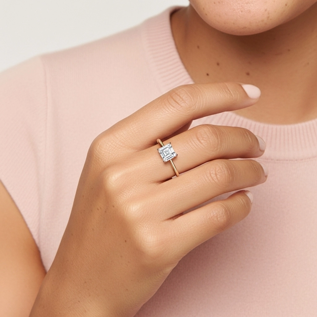 925 Sterling Silver Moissanite Engagement Ring