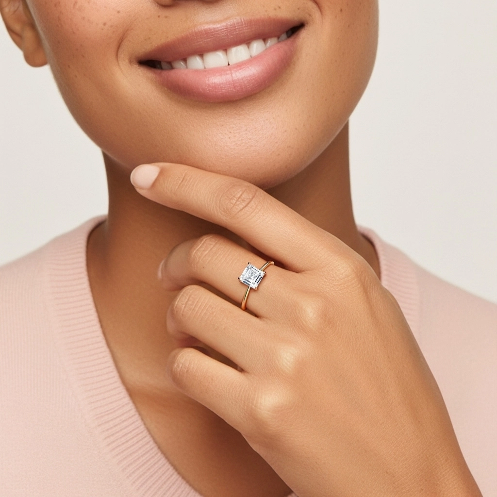 925 Sterling Silver Moissanite Engagement Ring