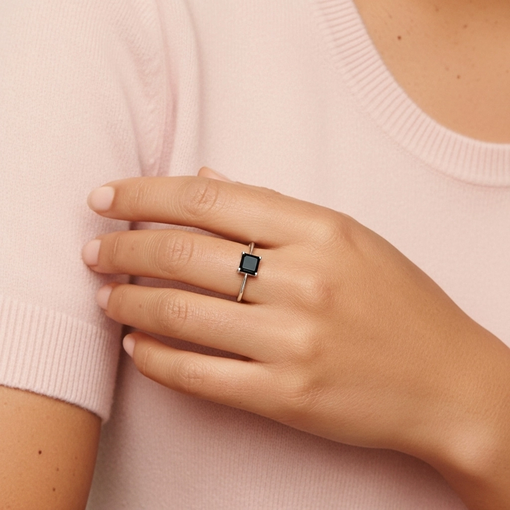 925 Sterling Silver Moissanite Engagement Ring