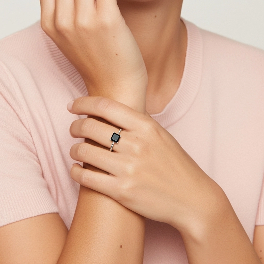 925 Sterling Silver Moissanite Engagement Ring