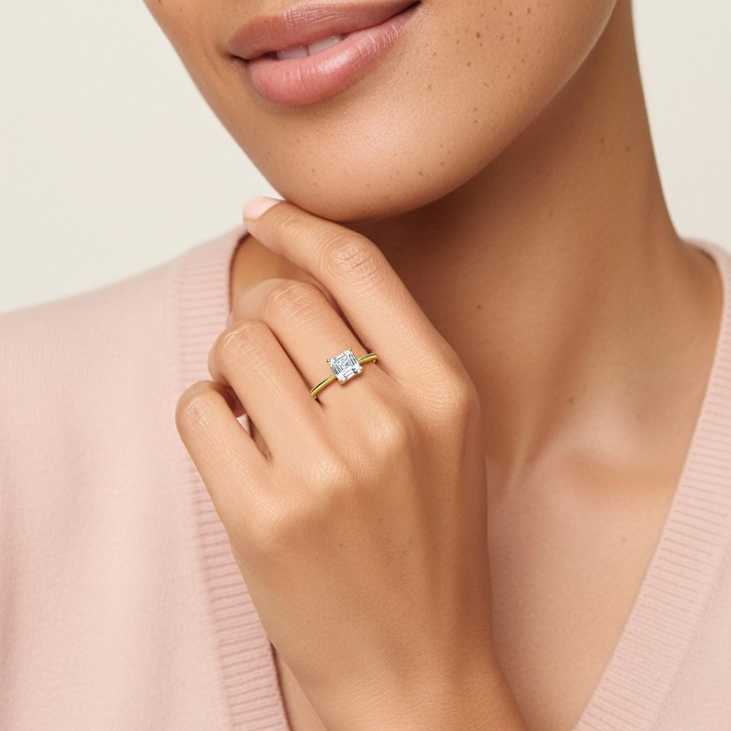 925 Sterling Silver Moissanite Engagement Ring