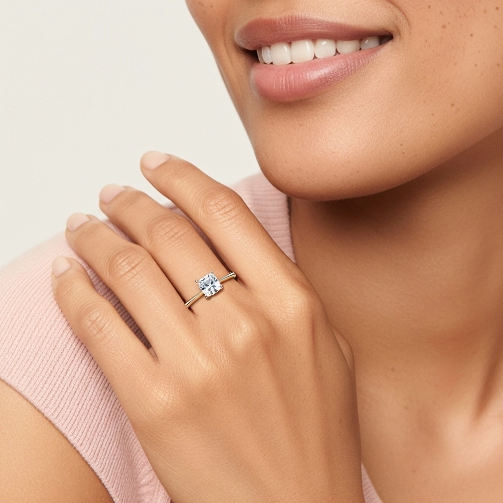 925 Sterling Silver Moissanite Engagement Ring