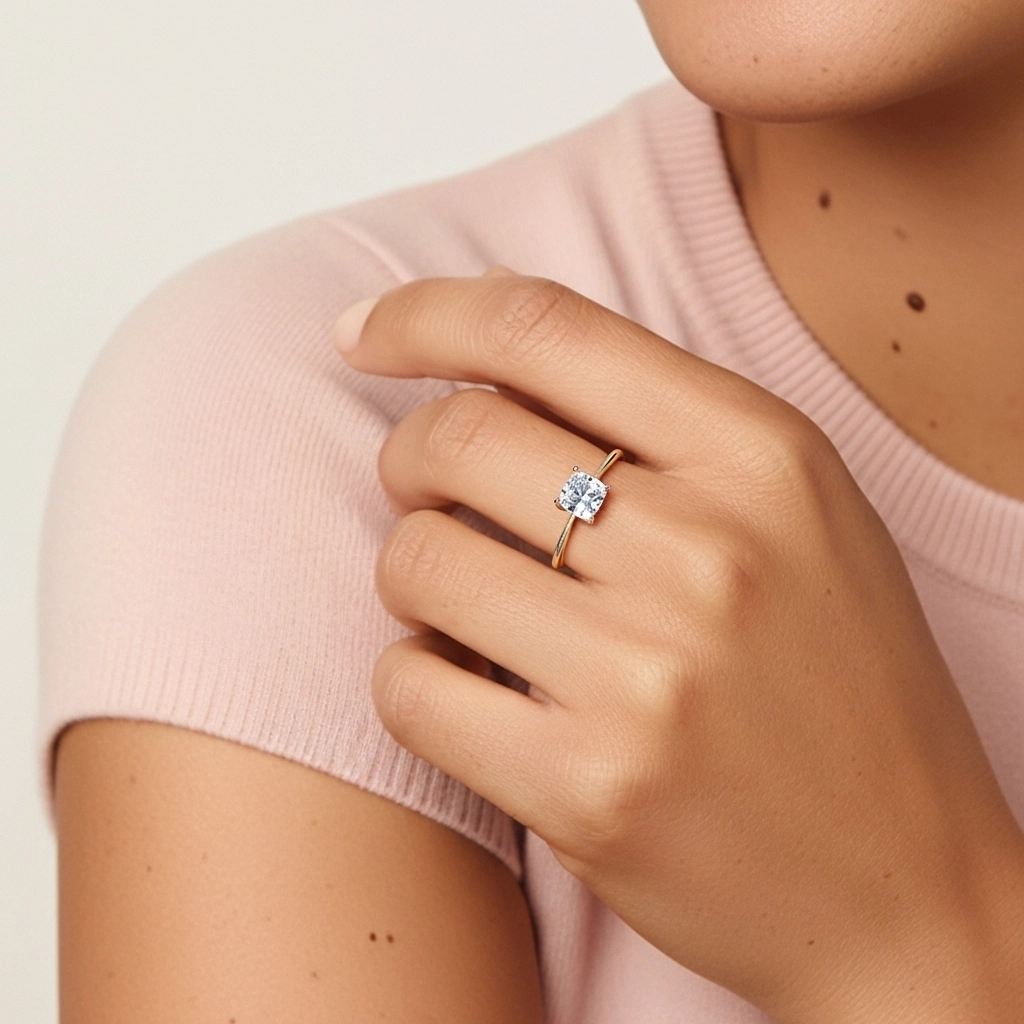 925 Sterling Silver Moissanite Engagement Ring