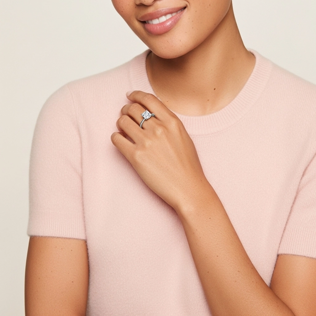 14K White Gold Moissanite Engagement Ring