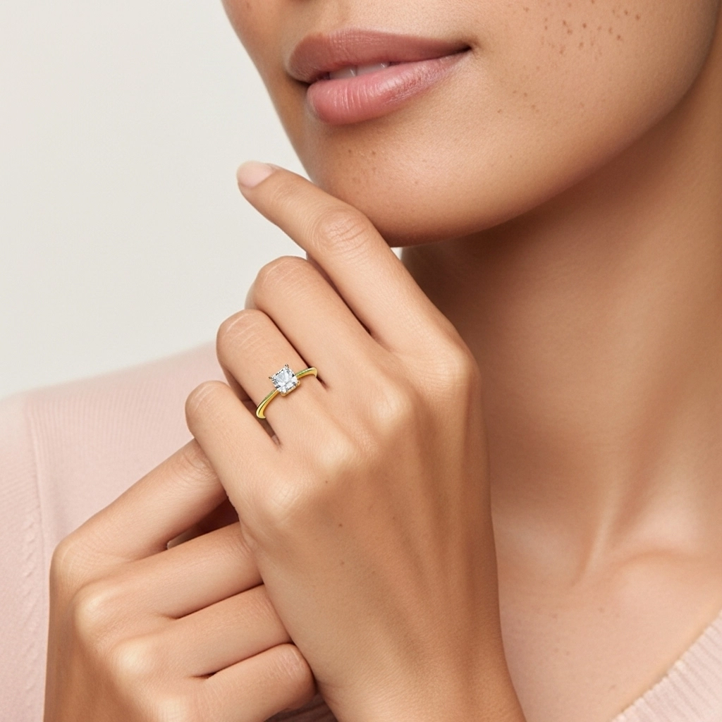 925 Sterling Silver Moissanite Engagement Ring