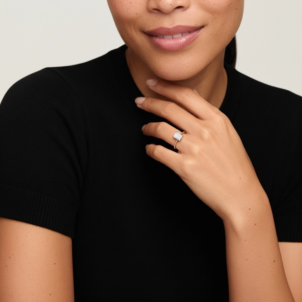 18K Rose Gold Moissanite Engagement Ring