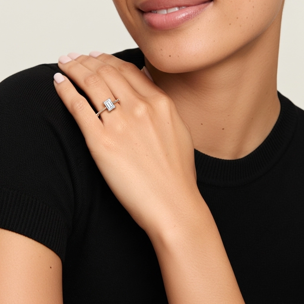 18K Rose Gold Moissanite Engagement Ring