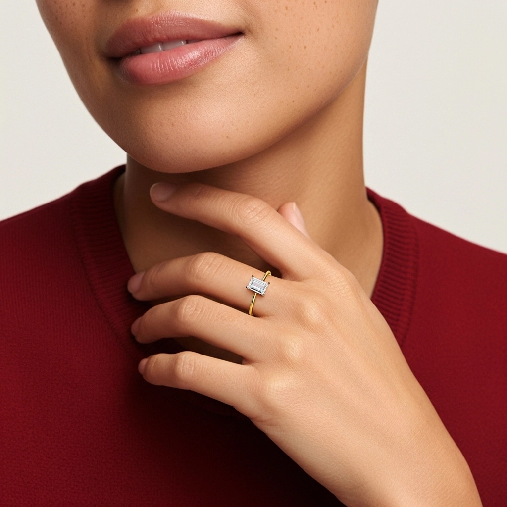 925 Sterling Silver Moissanite Engagement Ring