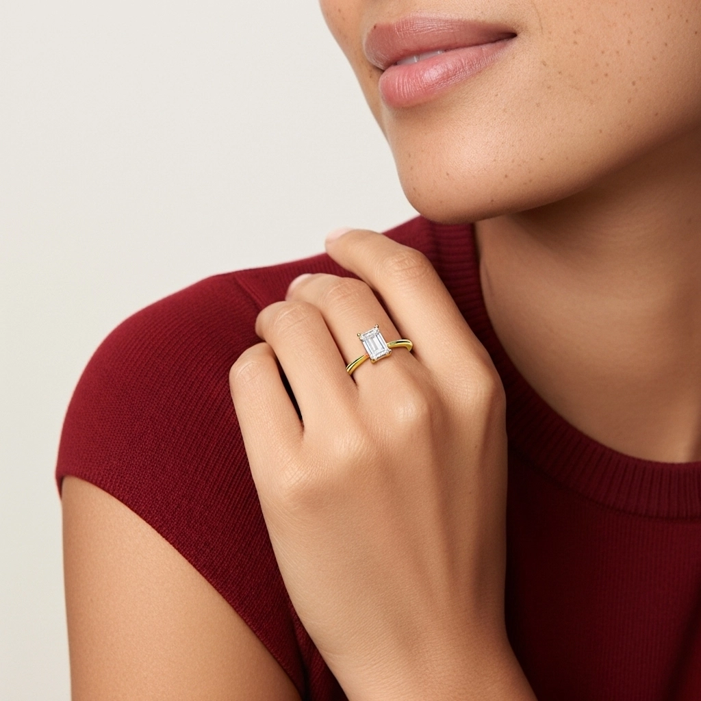 925 Sterling Silver Moissanite Engagement Ring