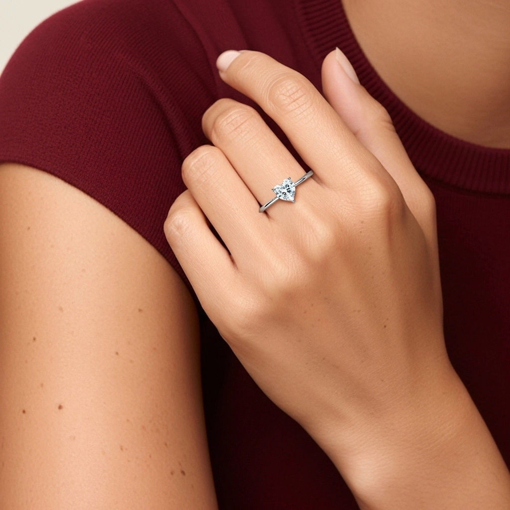 18K White Gold Moissanite Engagement Ring