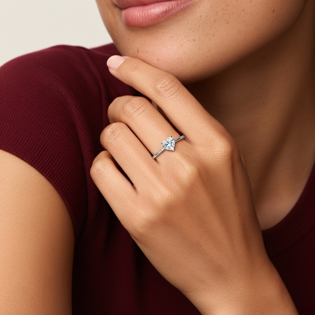 18K White Gold Moissanite Engagement Ring