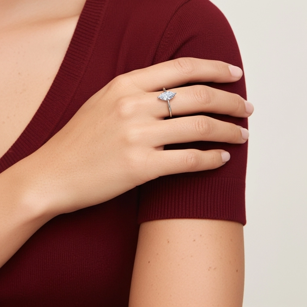 14K White Gold Moissanite Engagement Ring