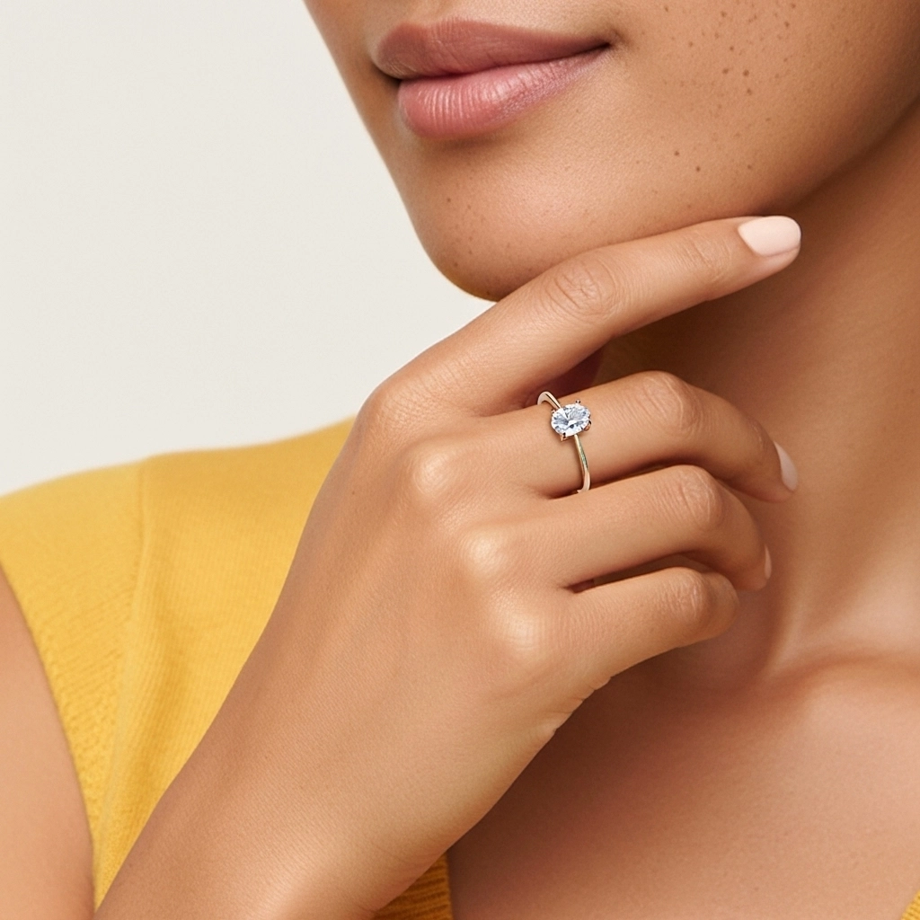 18K Rose Gold Moissanite Engagement Ring