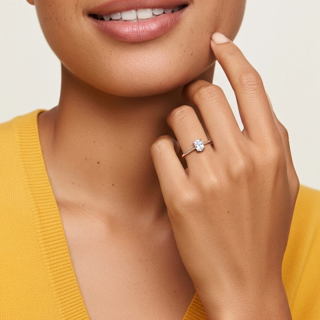 18K Rose Gold Moissanite Engagement Ring