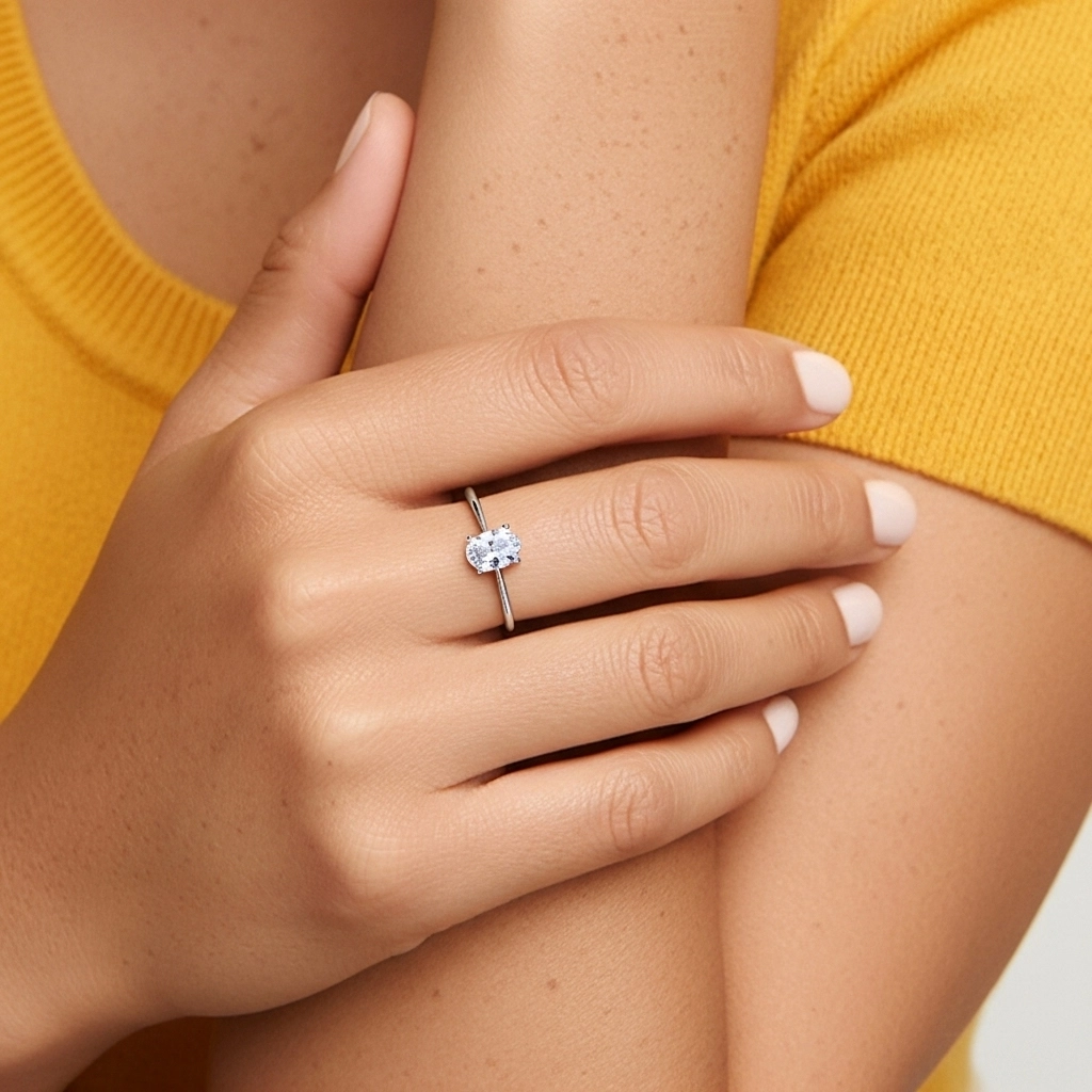 925 Sterling Silver Moissanite Engagement Ring