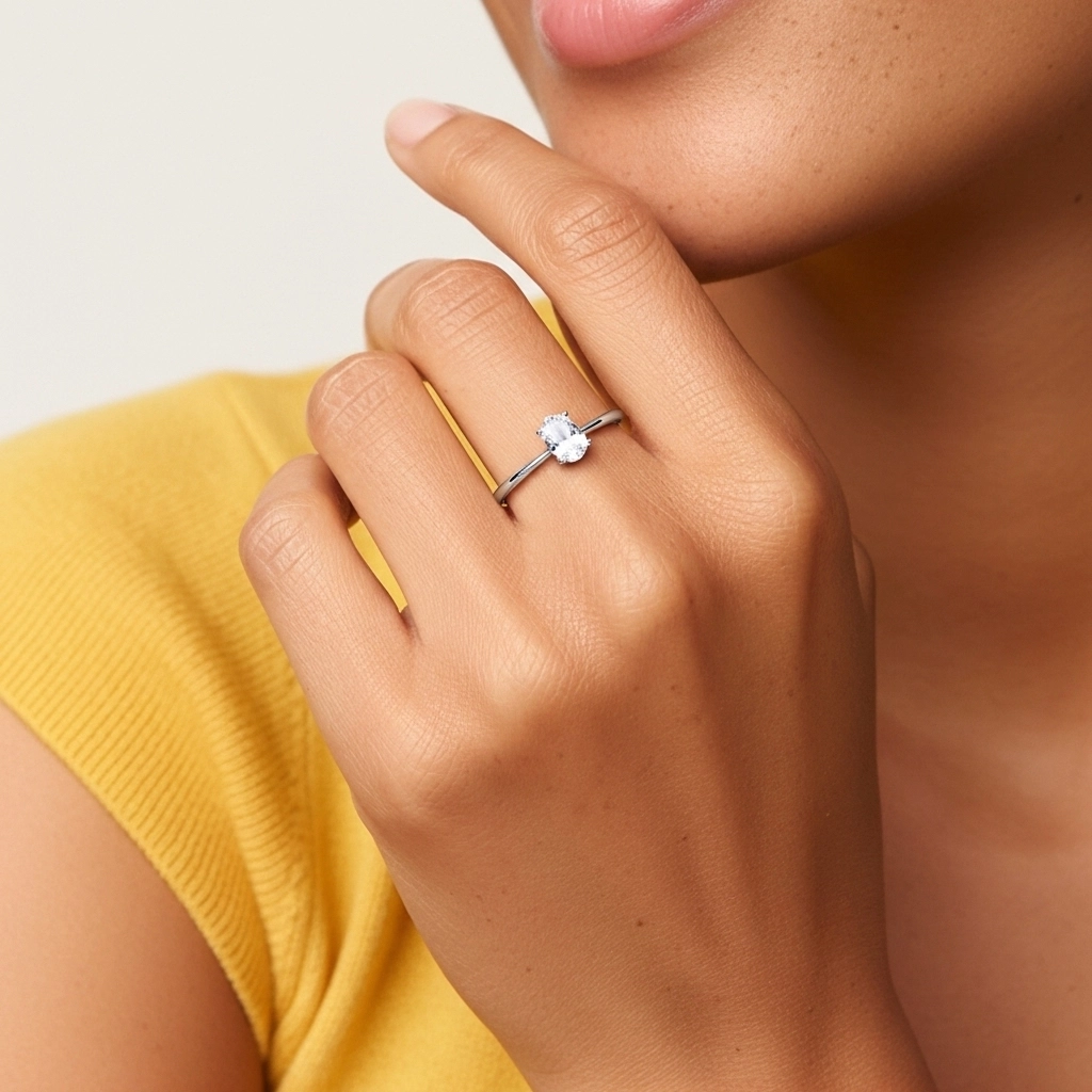 925 Sterling Silver Moissanite Engagement Ring