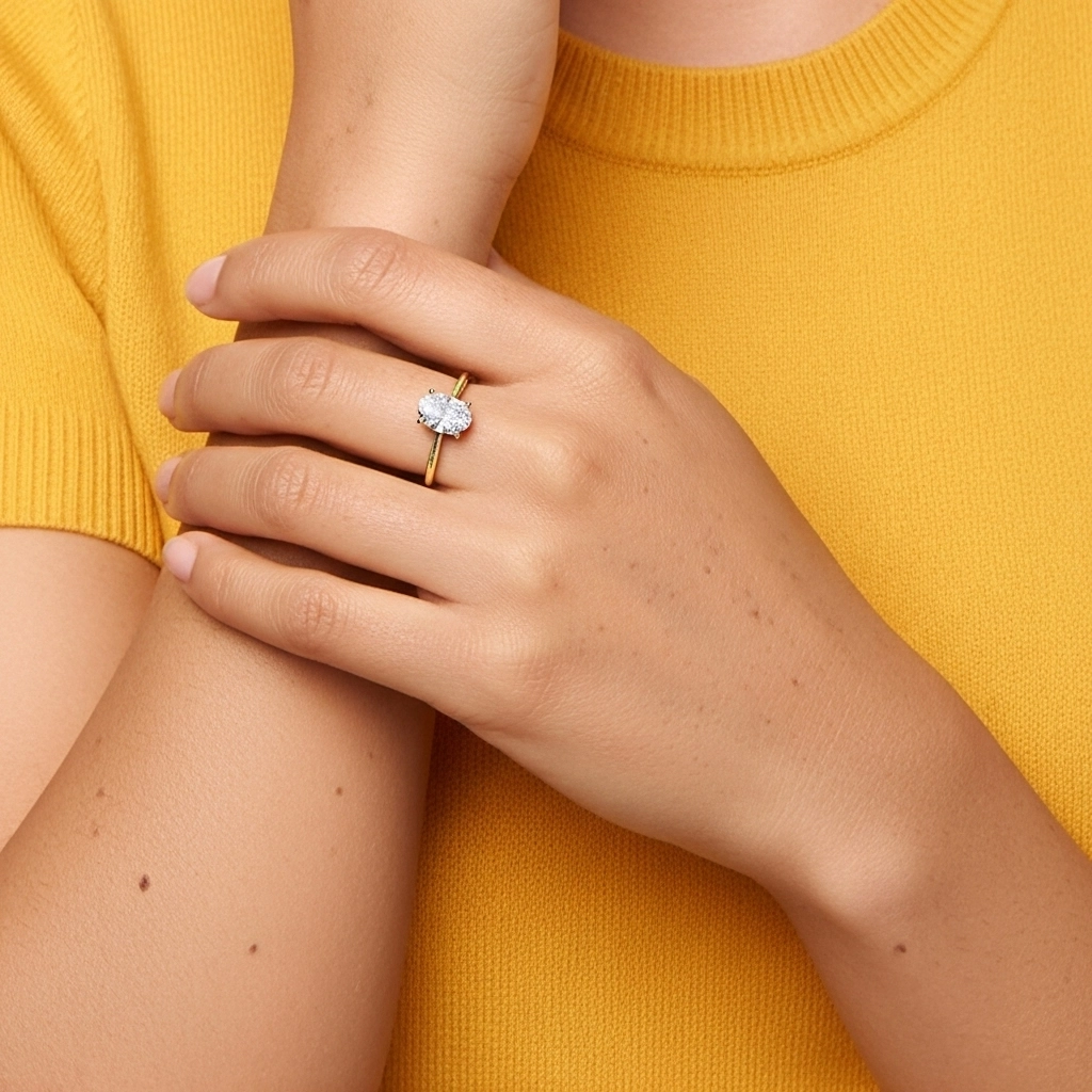 925 Sterling Silver Moissanite Engagement Ring