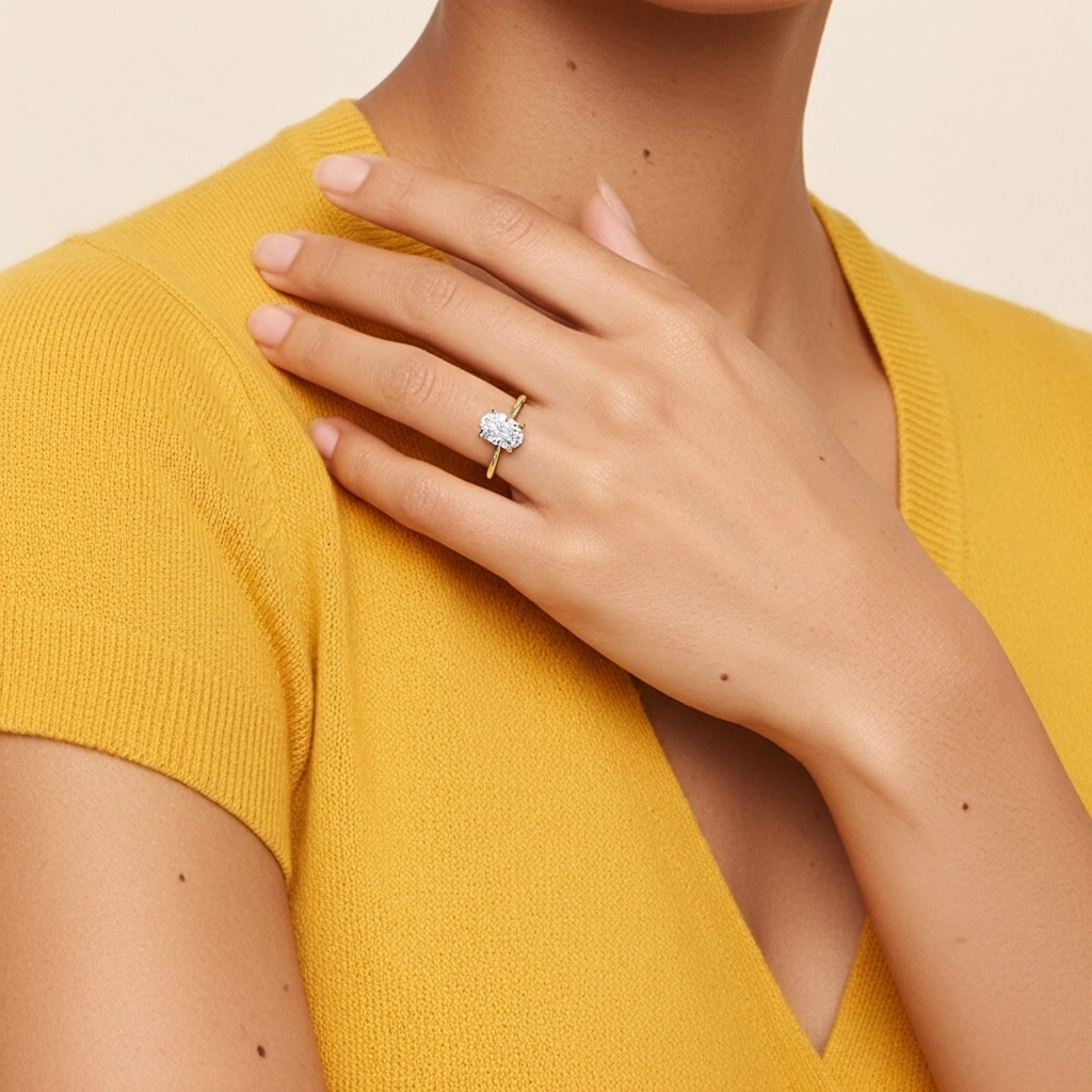 925 Sterling Silver Moissanite Engagement Ring