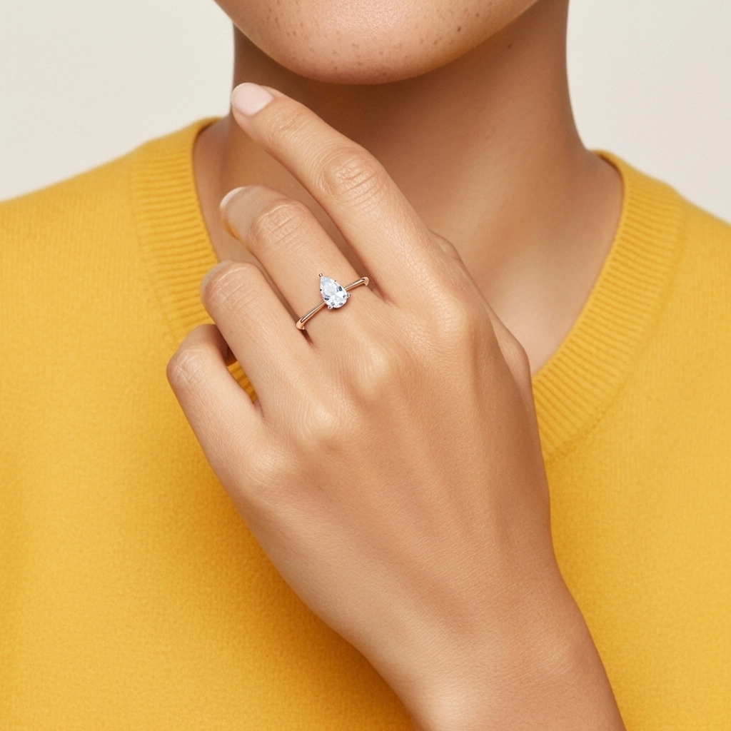 18K Rose Gold Moissanite Engagement Ring