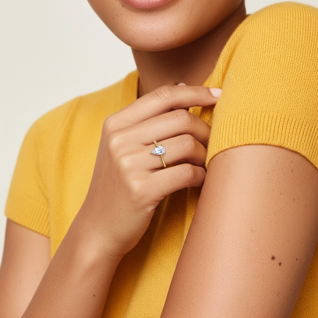 925 Sterling Silver Moissanite Engagement Ring