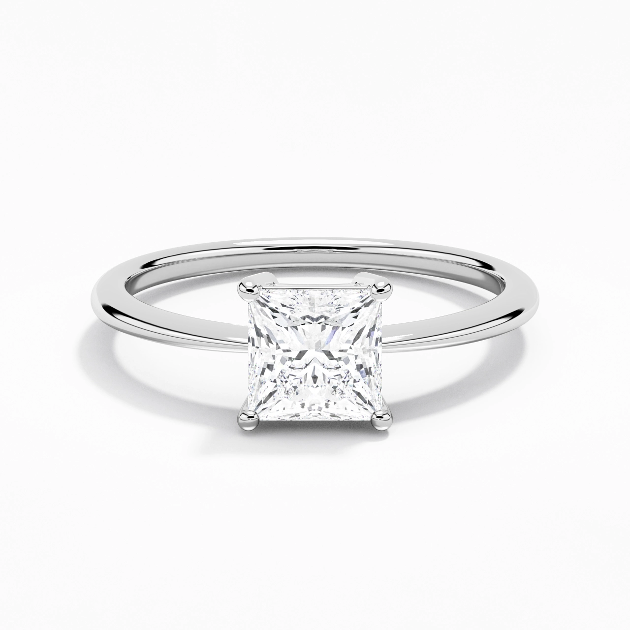 Or blanc 18 carats Moissanite Bague de fiançailles