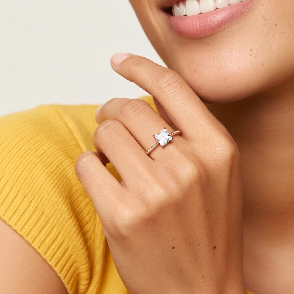 925 Sterling Silver Moissanite Engagement Ring