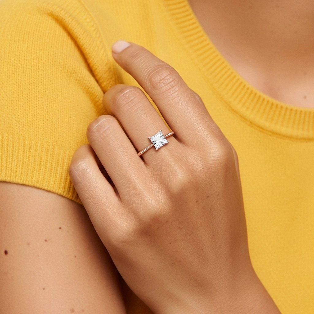 925 Sterling Silver Moissanite Engagement Ring