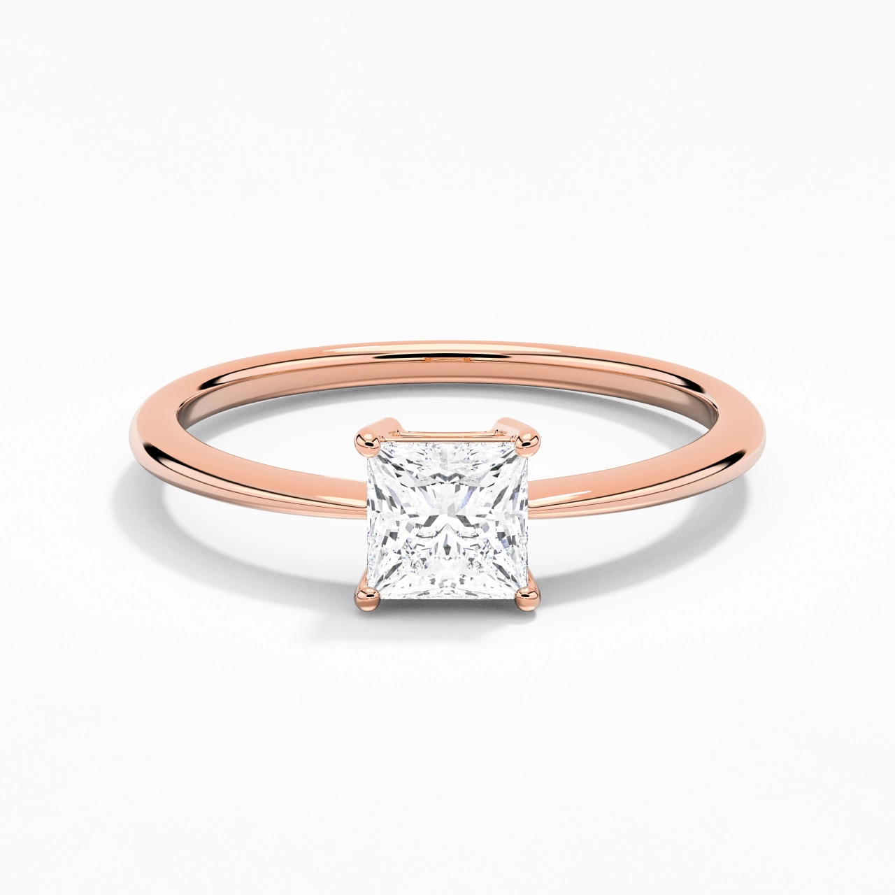 18K Rose Gold Moissanite Engagement Ring