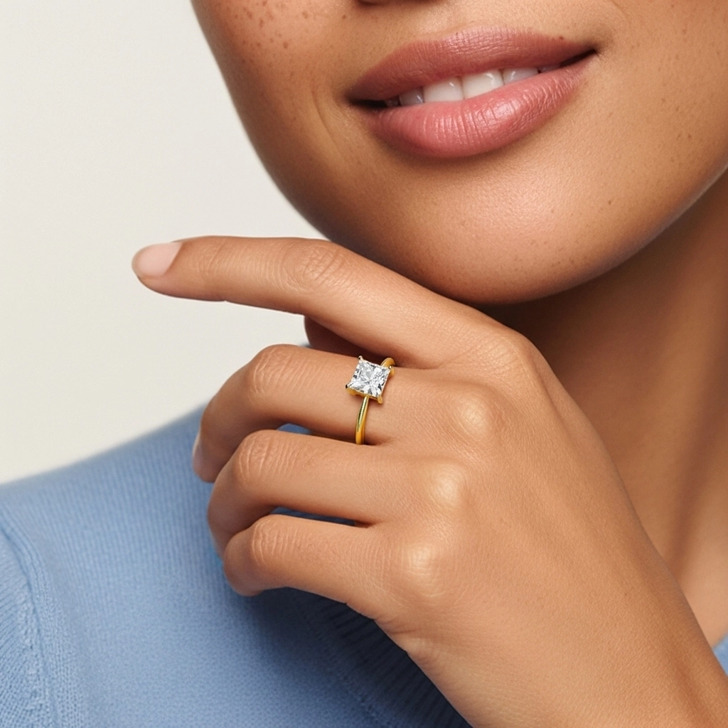 925 Sterling Silver Moissanite Engagement Ring