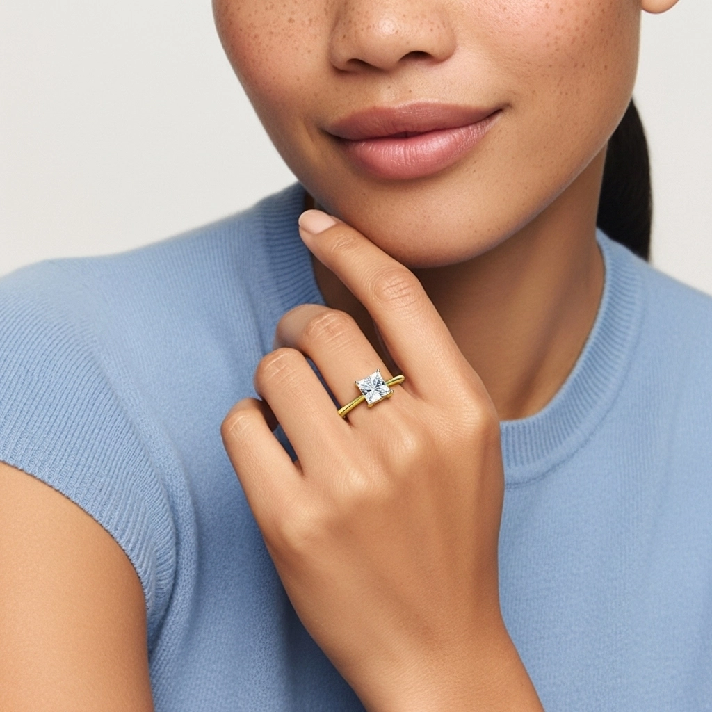 925 Sterling Silver Moissanite Engagement Ring