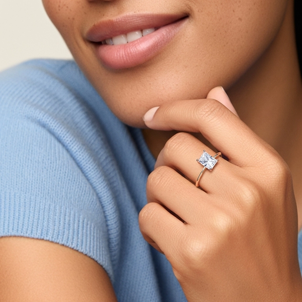 18K Rose Gold Moissanite Engagement Ring