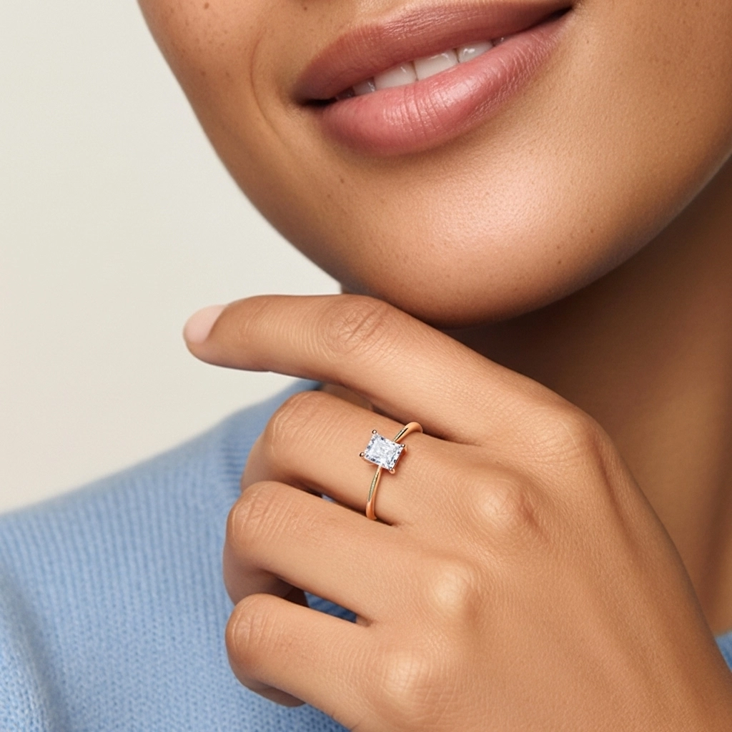 18K Rose Gold Moissanite Engagement Ring