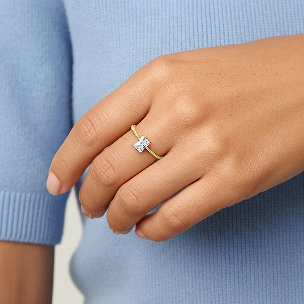 925 Sterling Silver Moissanite Engagement Ring