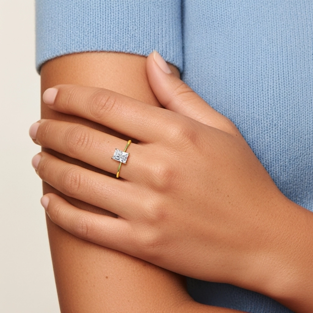 925 Sterling Silver Moissanite Engagement Ring