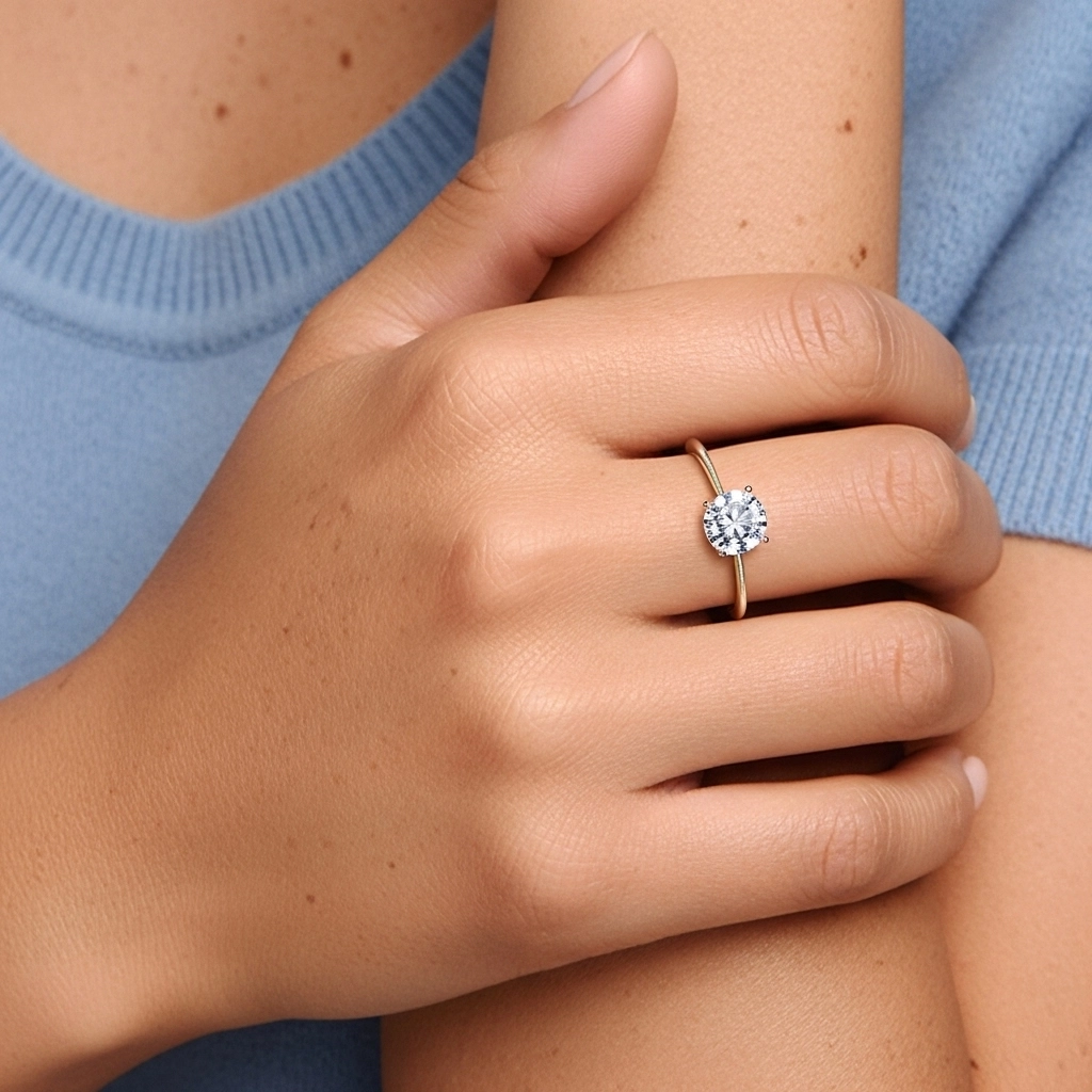 925 Sterling Silver Moissanite Engagement Ring