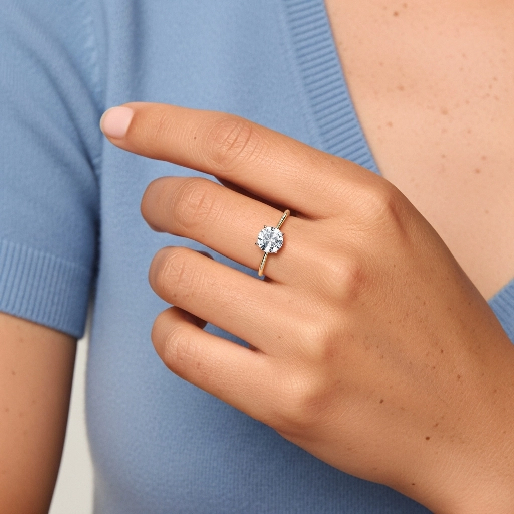 925 Sterling Silver Moissanite Engagement Ring