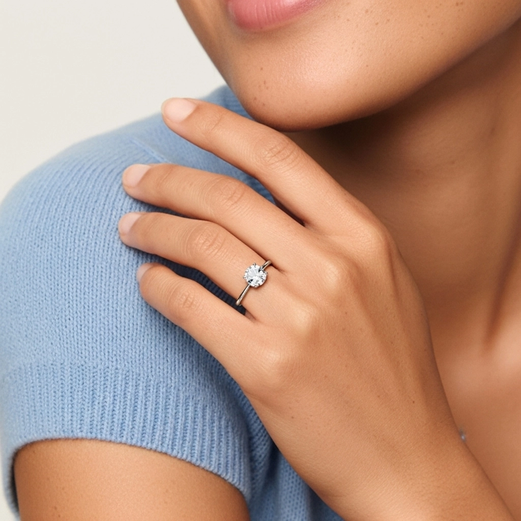 925 Sterling Silver Moissanite Engagement Ring