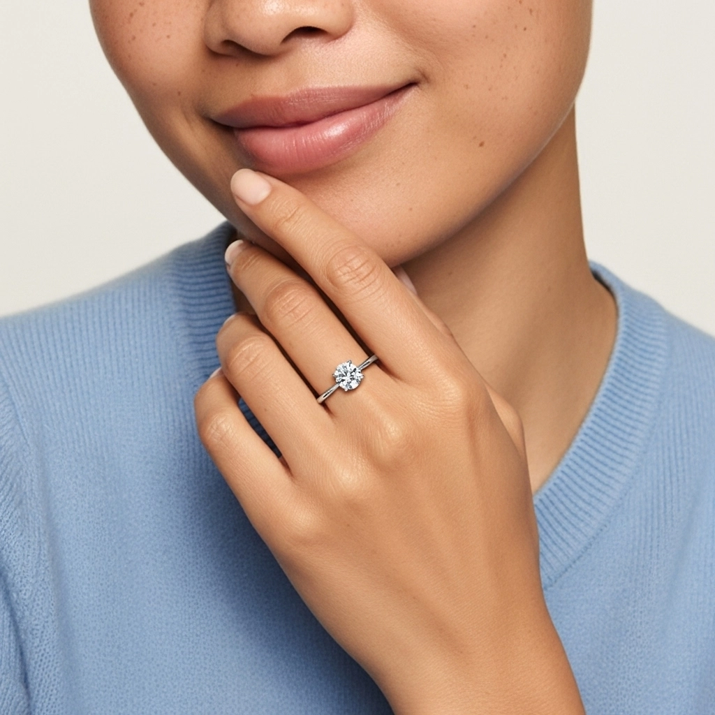 925 Sterling Silver Moissanite Engagement Ring