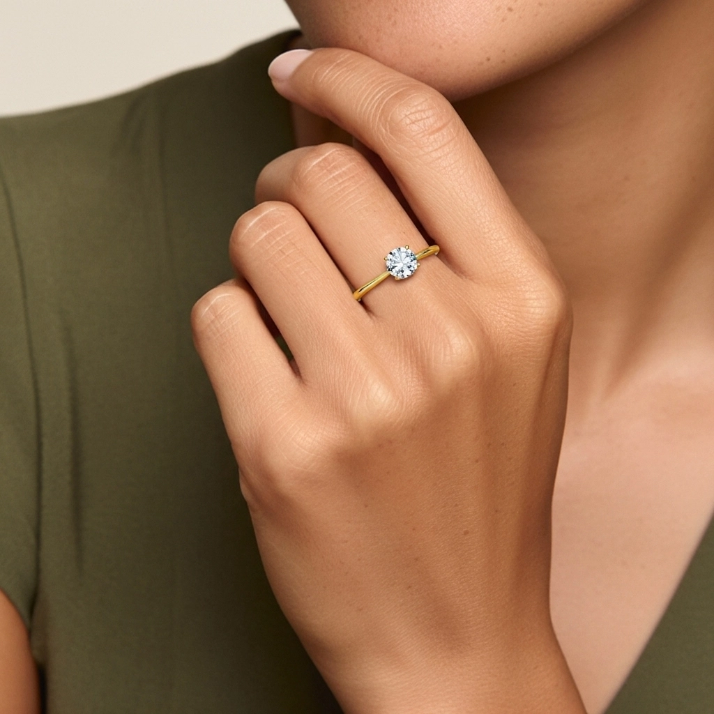 925 Sterling Silver Moissanite Engagement Ring