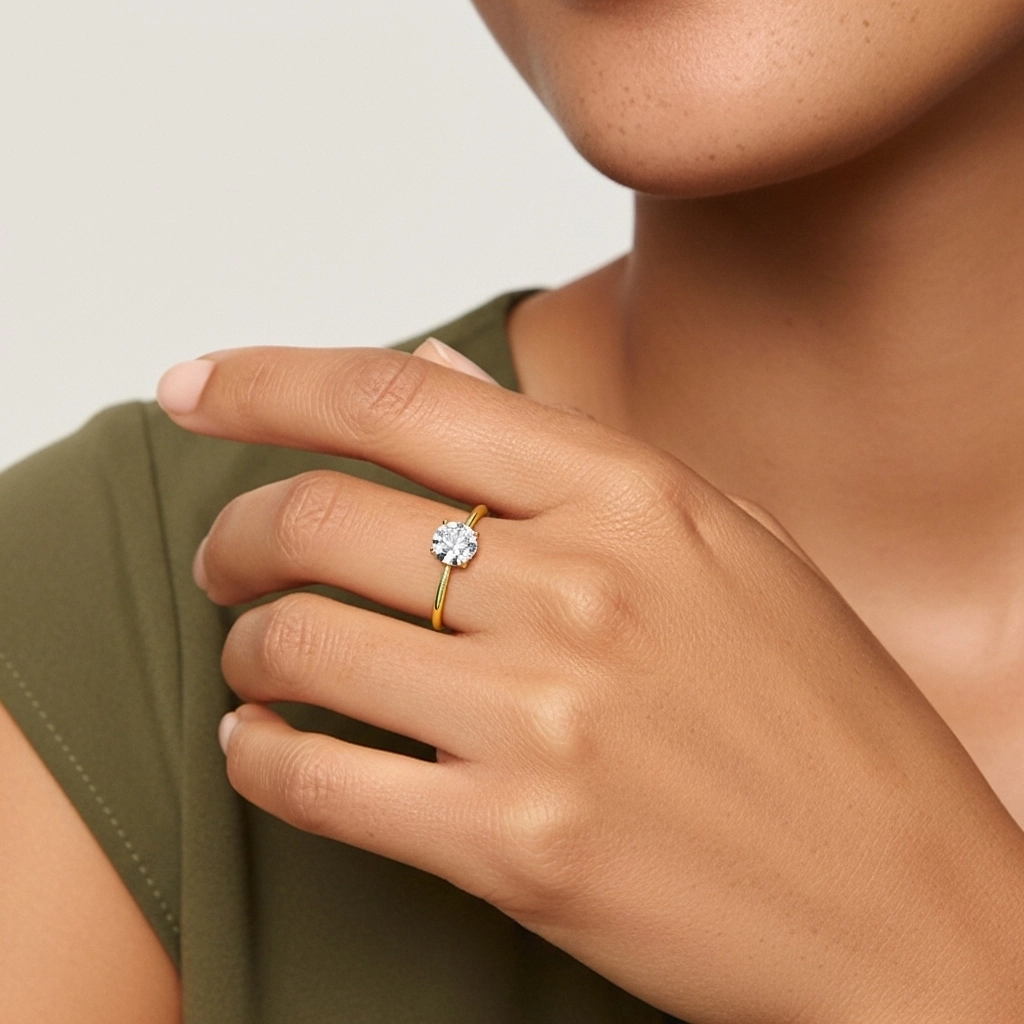 925 Sterling Silver Moissanite Engagement Ring