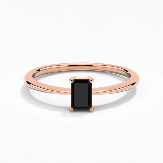 Argent sterling 925 Solitaire Coutume Bague de fiançailles Polonais Placage Or rose 18 carats Simple Émeraude Zircon cubique 0.80ct Conique Inversée