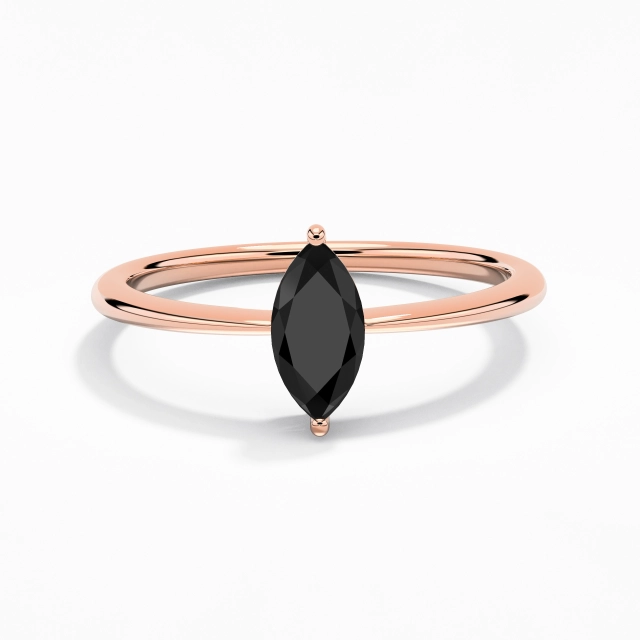 925 Sterling Silver Solitaire Custom Engagement Ring Polish Plating 18K Rose Gold Simple Marquise Cubic Zirconia 0.80ct Reverse Tapered