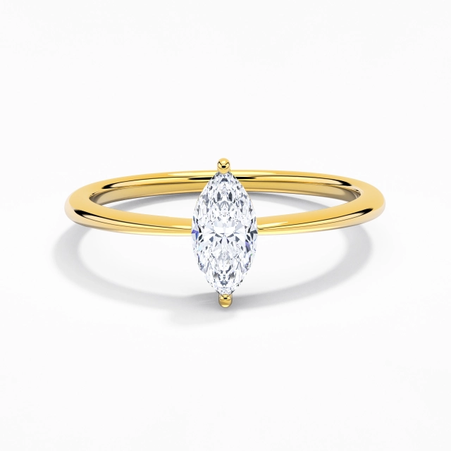 Argent sterling 925 Solitaire Coutume Bague de fiançailles Polonais Placage Or jaune 18 carats Simple Marquise Zircon cubique 0.80ct Conique Inversée