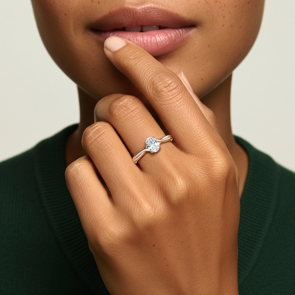 14K Rose Gold Moissanite Engagement Ring