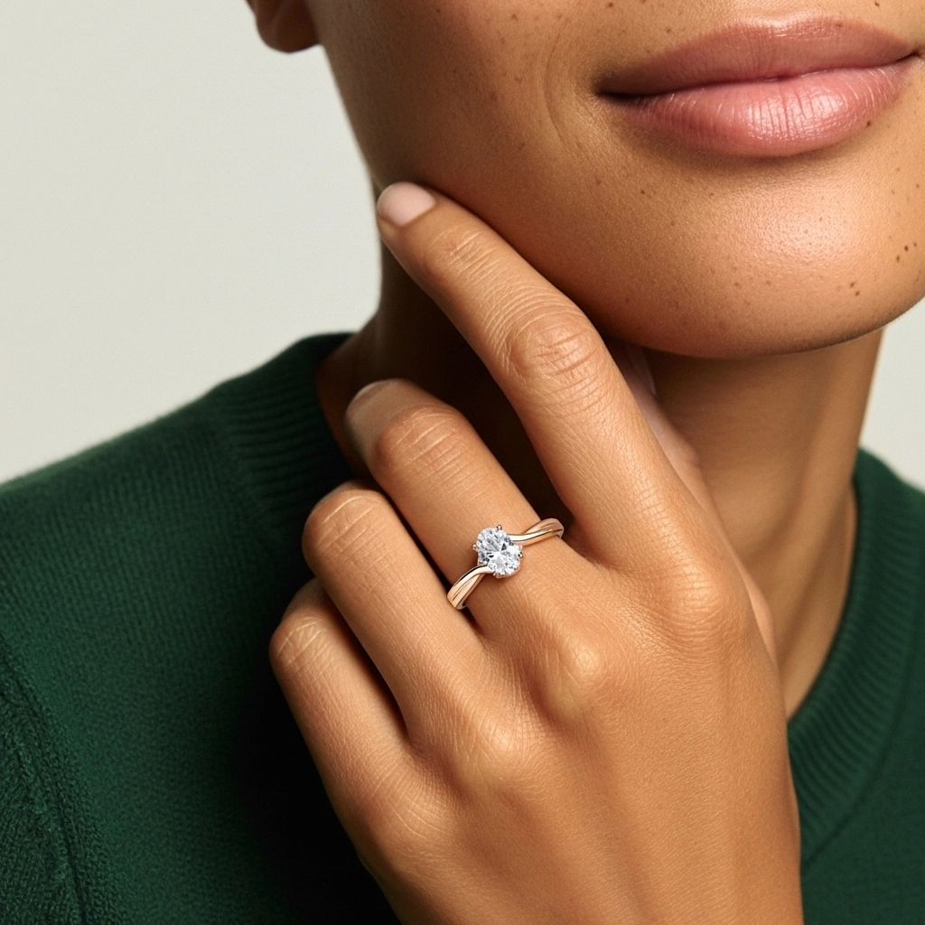 14K Rose Gold Moissanite Engagement Ring