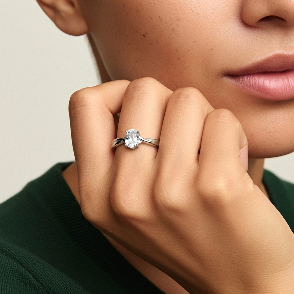 925 Sterling Silver Moissanite Engagement Ring