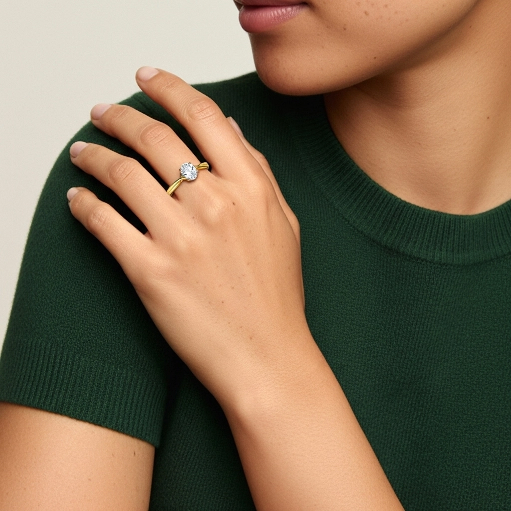 18K Gold Moissanite Engagement Ring